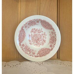 Vintage Windsor Steelite Ironstone Red Pink White Transferware Floral Saucer Pla